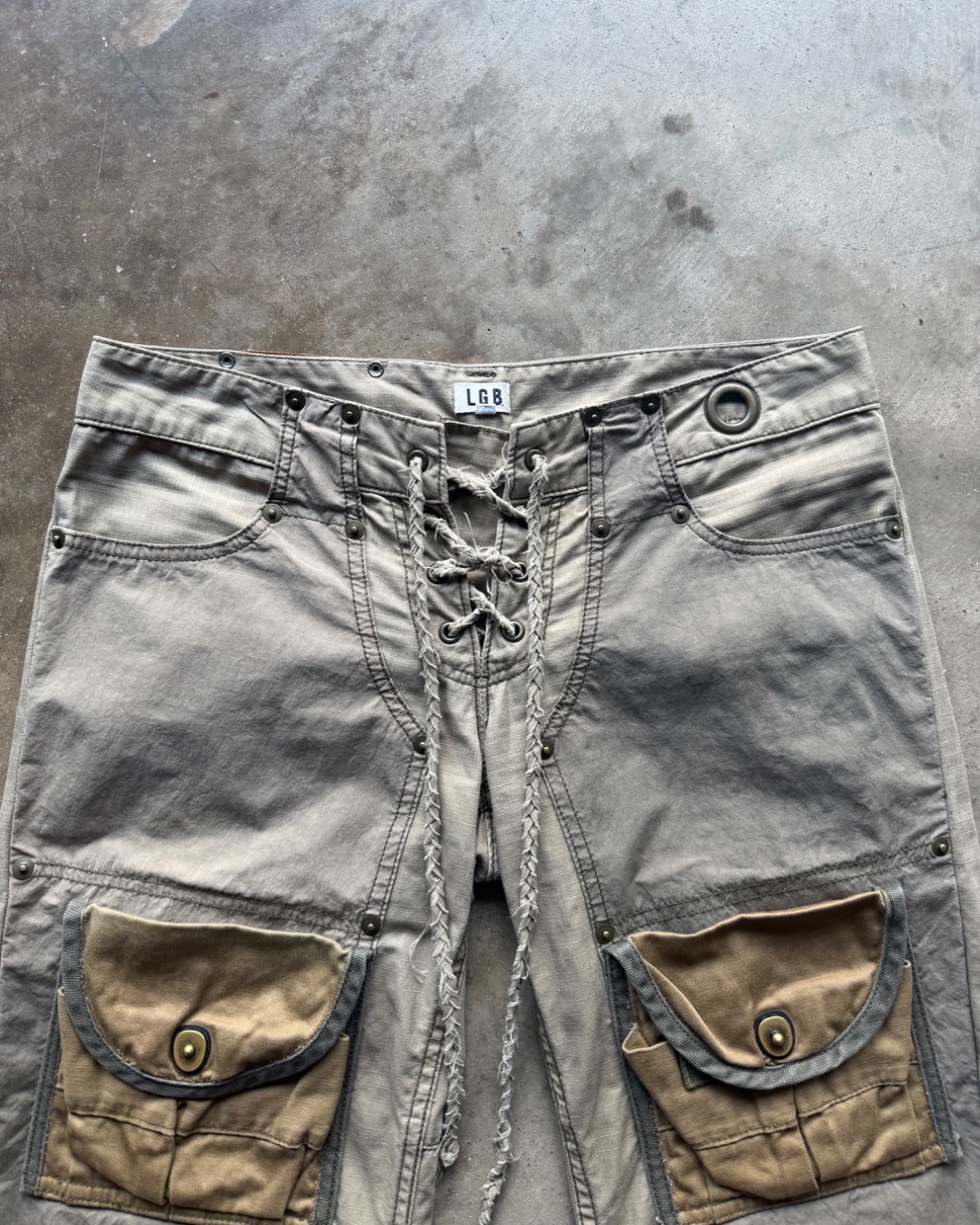 Le Grand Bleu (L.G.B.) Ripstop Lace-Up Cargo Bell Bottoms — photo 3